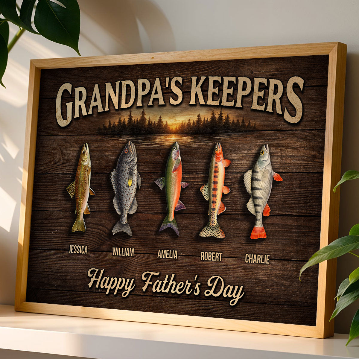 Fishing Grandpa's Keepers - Personalized Poster - Father's Day Gift For Grandpa, Dad