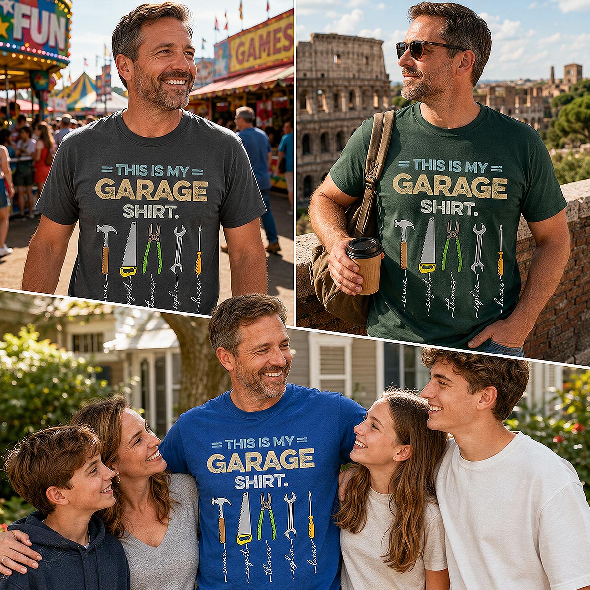 This Is My Garage Shirt Custom Kid Name - Personalized Shirt - Father's Day Gift For Mechanic Dad, Grandpa