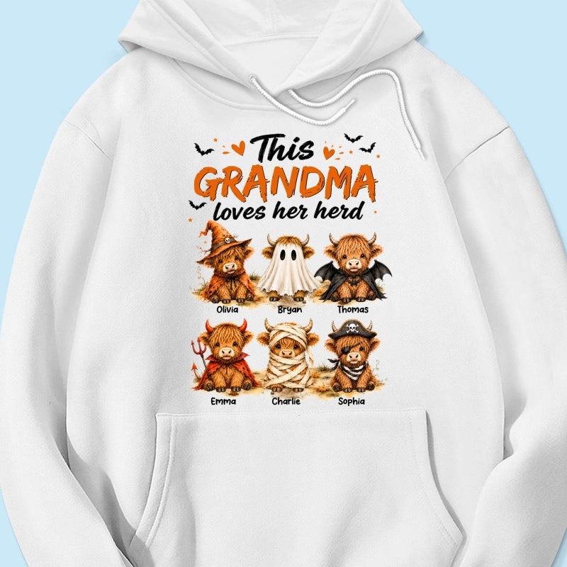 Funny Halloween Highland Cow - Personalized Shirt - Gift For Gramdmas, Moms