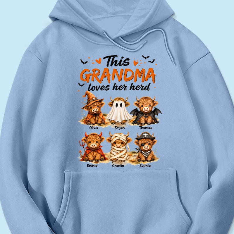 Funny Halloween Highland Cow - Personalized Shirt - Gift For Gramdmas, Moms