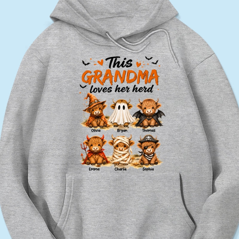 Funny Halloween Highland Cow - Personalized Shirt - Gift For Gramdmas, Moms