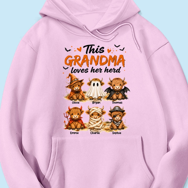 Funny Halloween Highland Cow - Personalized Shirt - Gift For Gramdmas, Moms