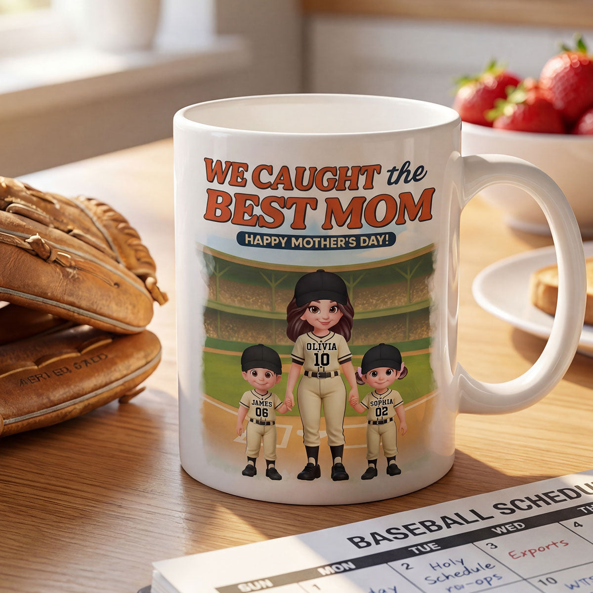 Baseball We Caught The Best Mom - Personalized Mug - Mother's Day Gift For Baseball Mom
