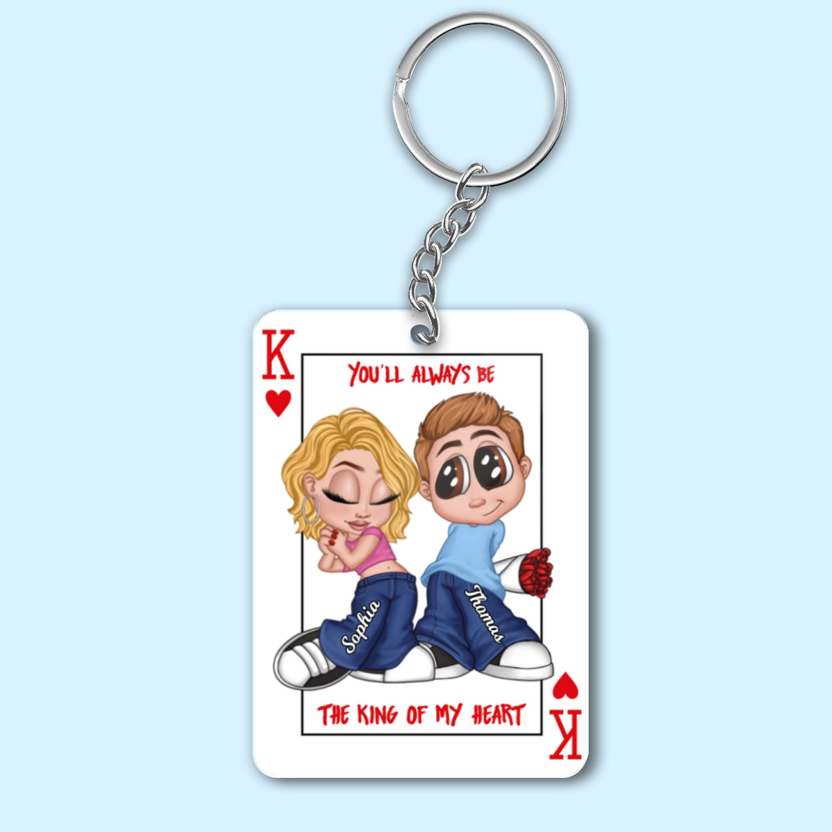 You're King/Queen Of My Heart Y2K Couple - Personalized Acrylic Keychain - Valentine's Day Gift, Anniversary Gift For Him, For Her