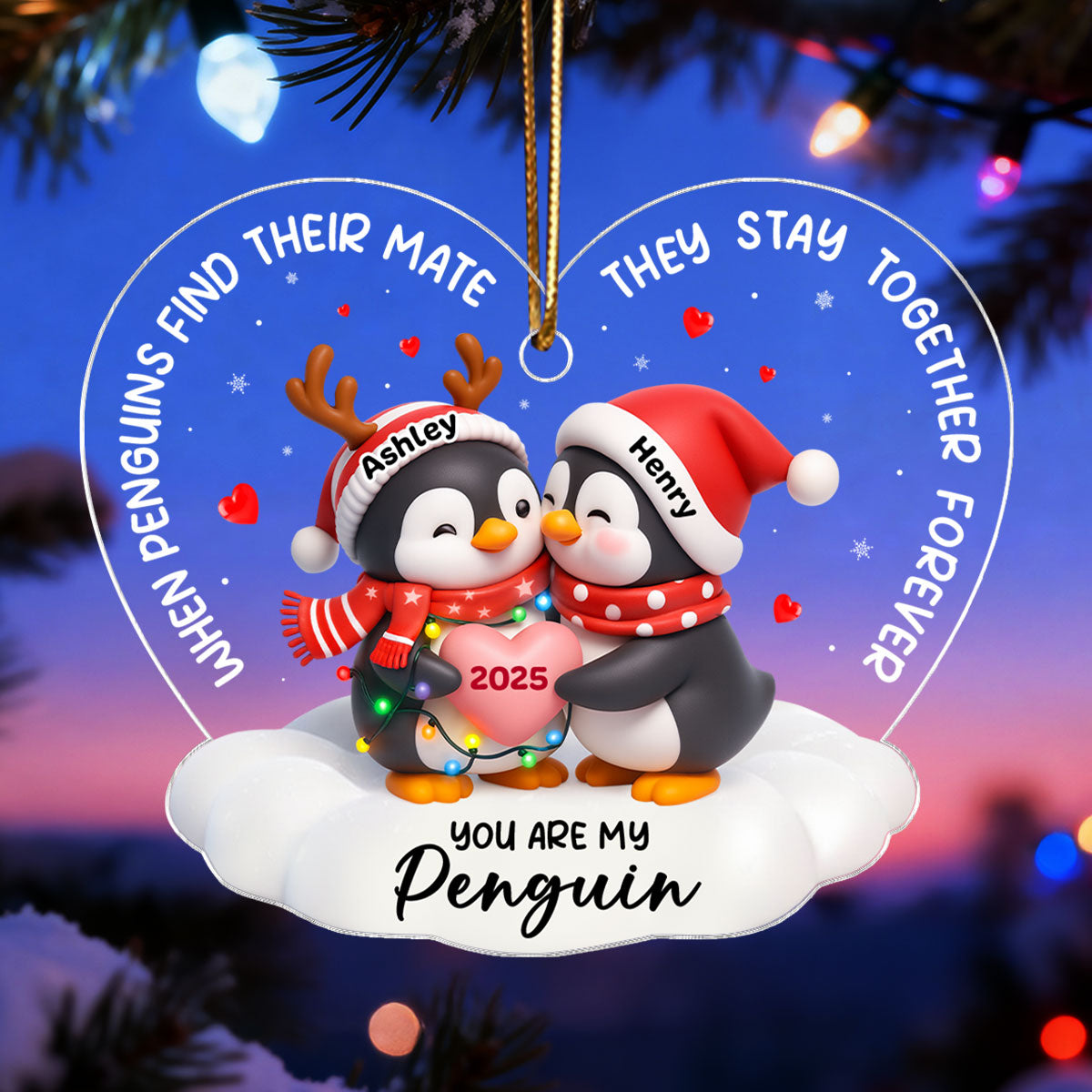 You Are My Penguin - Personalized Acrylic Ornament - Christmas Gift for Couple