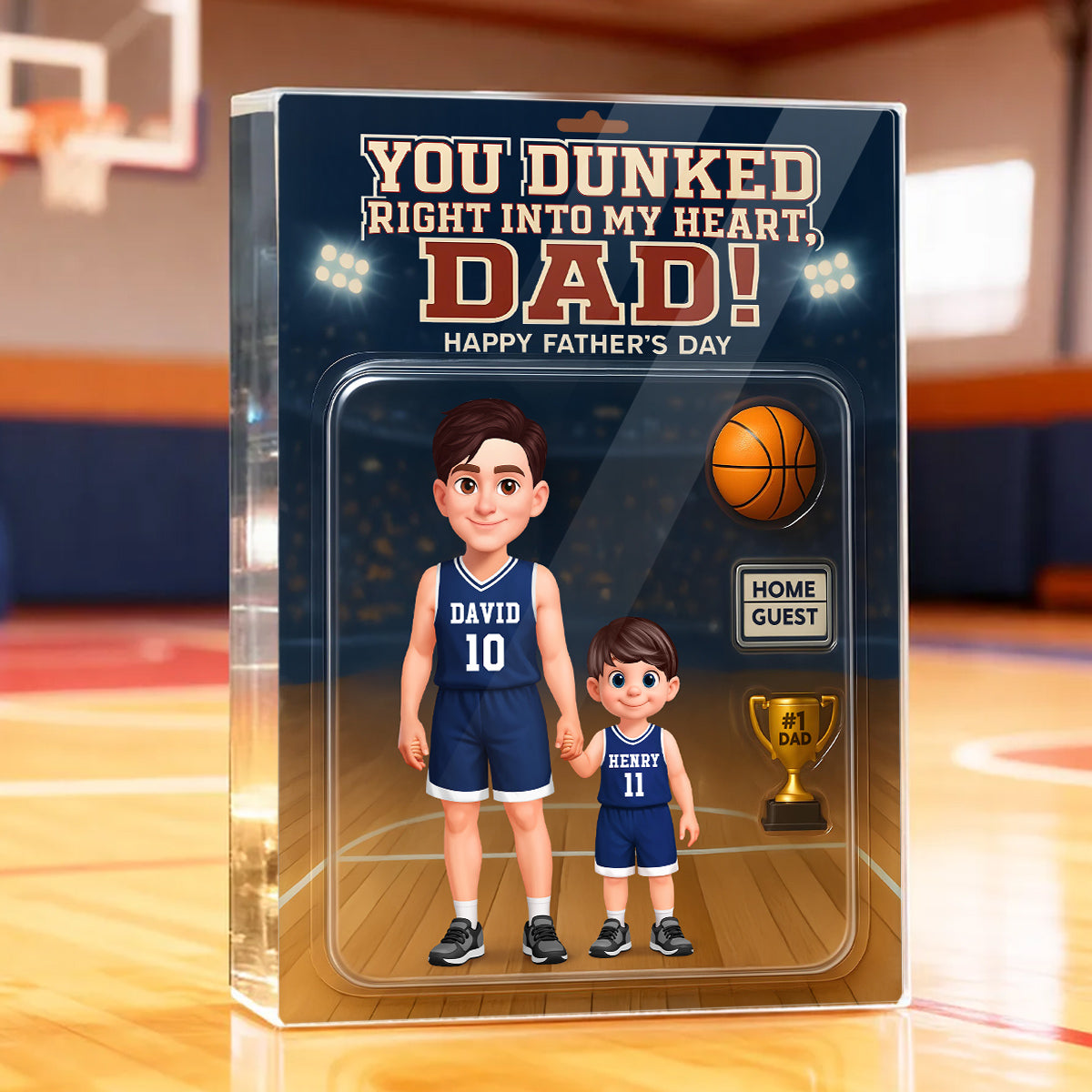 Basketball Dad You Dunked Right Into My Heart - Personalized Acrylic Block Plaque -  Gift For Basketball Dad, Husband