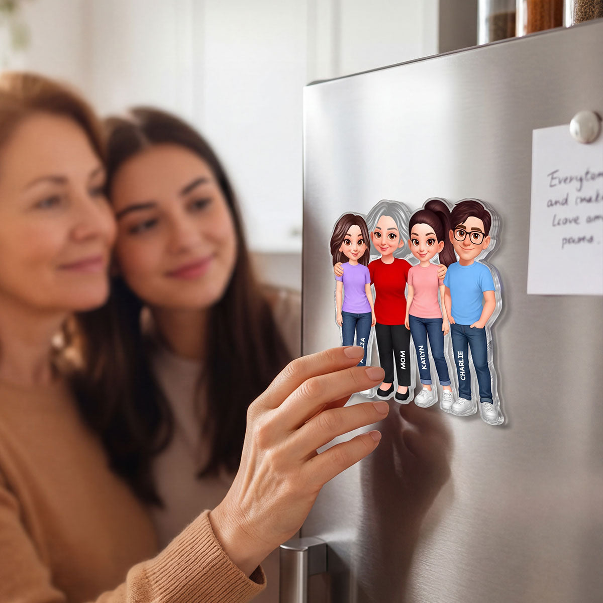 Mom Daughter Son, Grandma Grandchildren Forever Love - Personalized Acrylic Fridge Magnet - Mother's Day Gift For Mom, Grandma