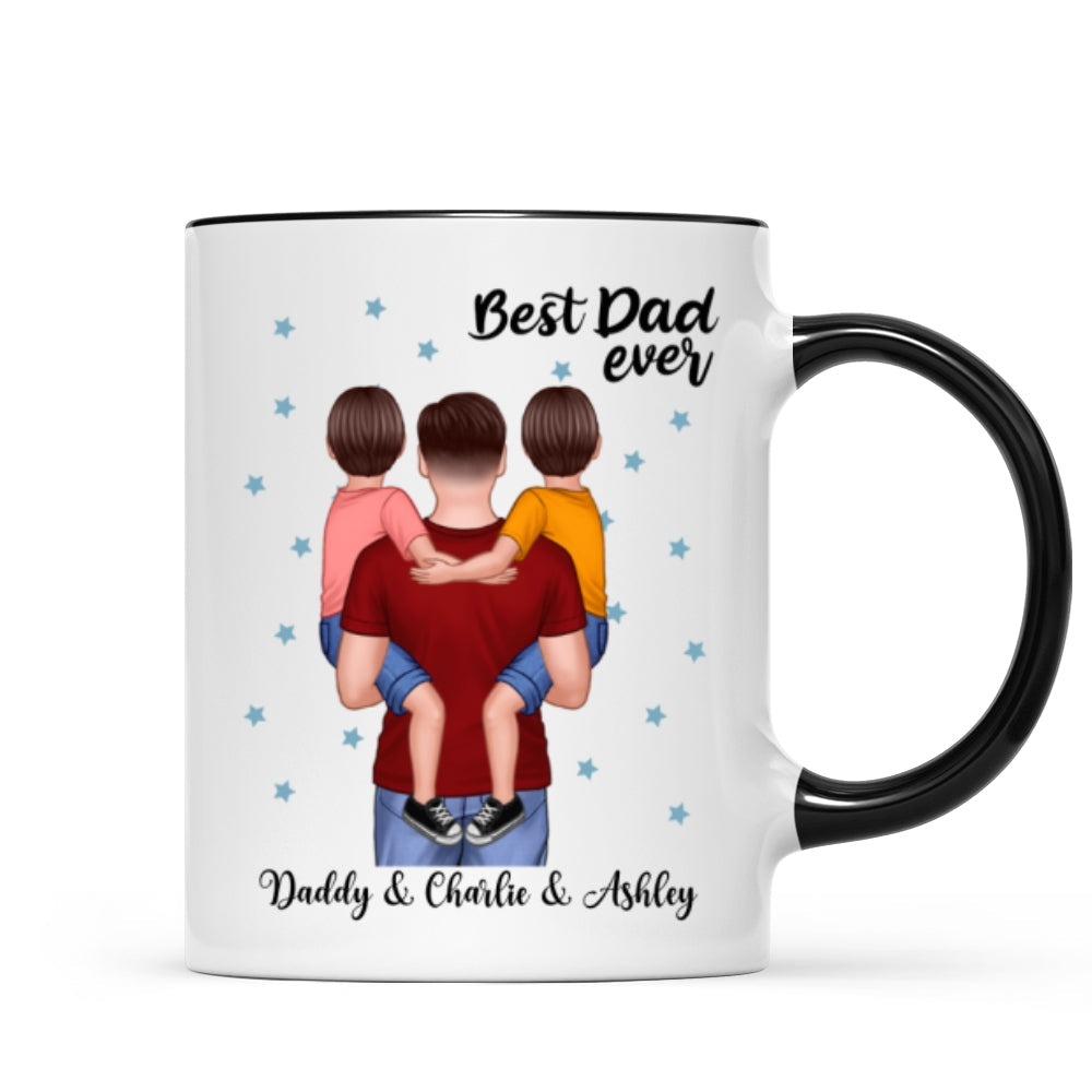 Dad Holding Kids Blue Stars Father‘s Day Gift Personalized Mug