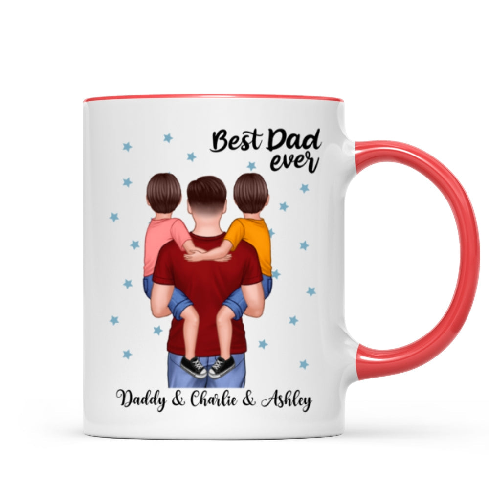 Dad Holding Kids Blue Stars Father‘s Day Gift Personalized Mug