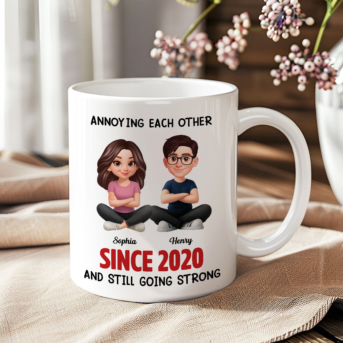 Old Funny Couple Annoying Each Other and Still Going Strong - Personalized Mug - Christmas Gift for him, for her