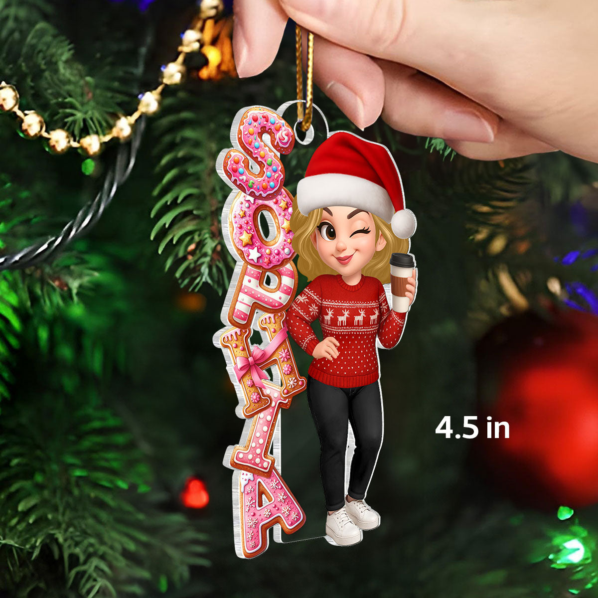 Custom Name Gingerbread Alphabet - Personalized Acrylic Ornament - Christmas Gift for Besties