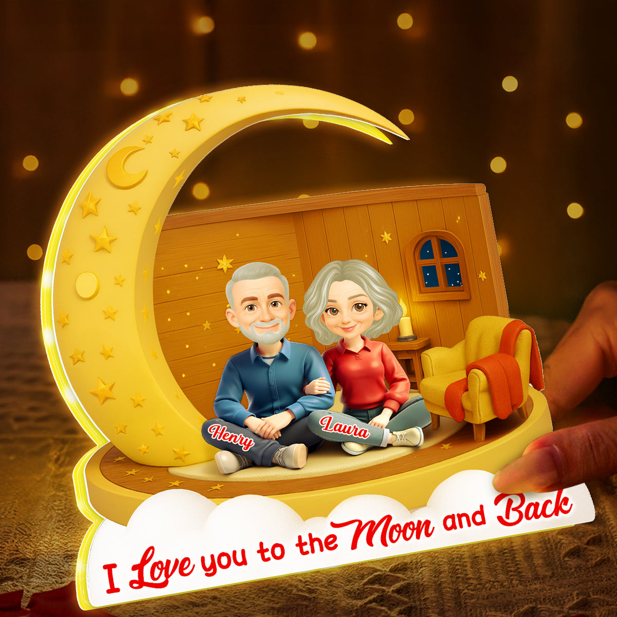 I Love You To The Moon And Back - Personalized Light Box - Gift for Couple, for Him, for Her