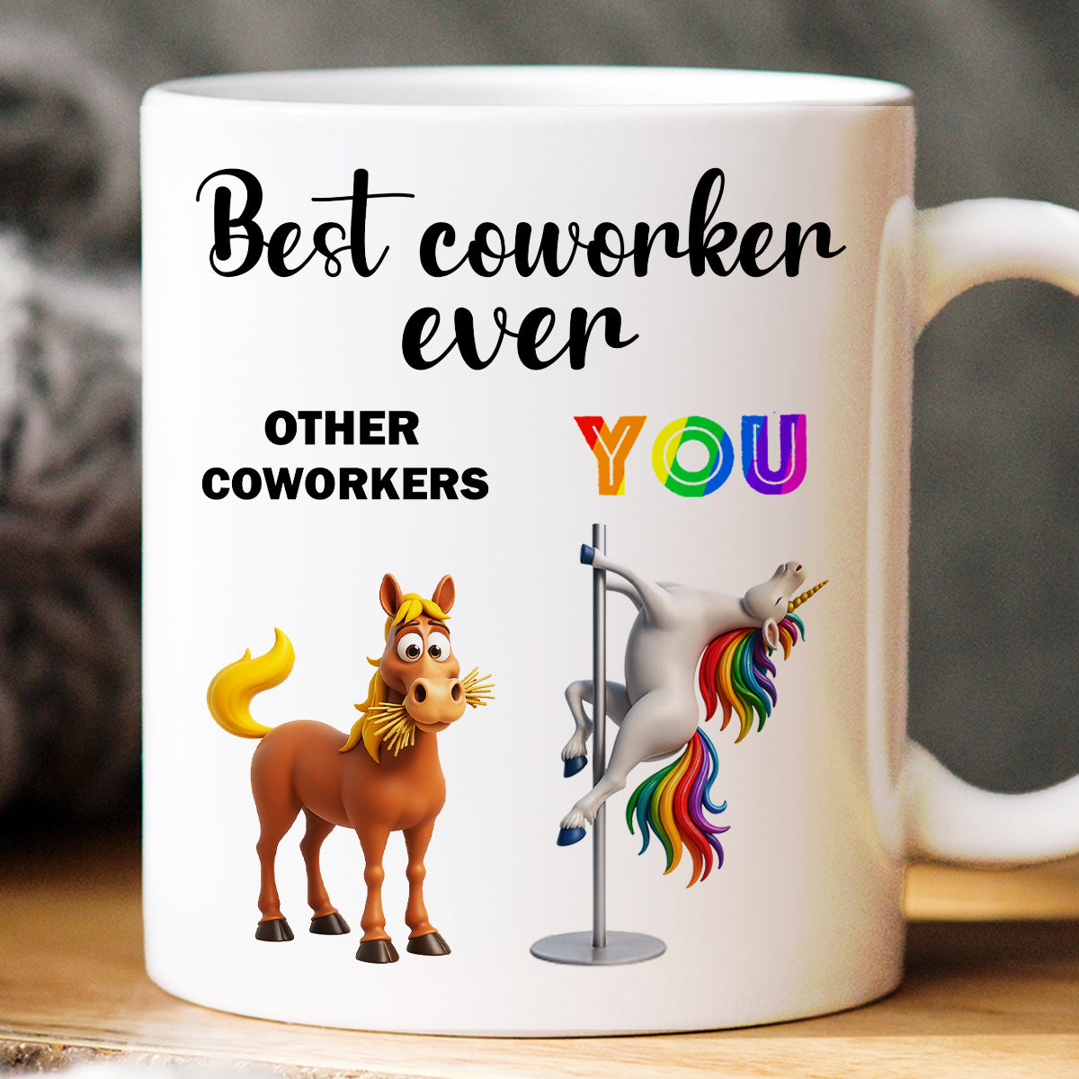 Funny Unicorn Coworker - Personalized Mug - Christmas Gift for Coworker, White Elephant