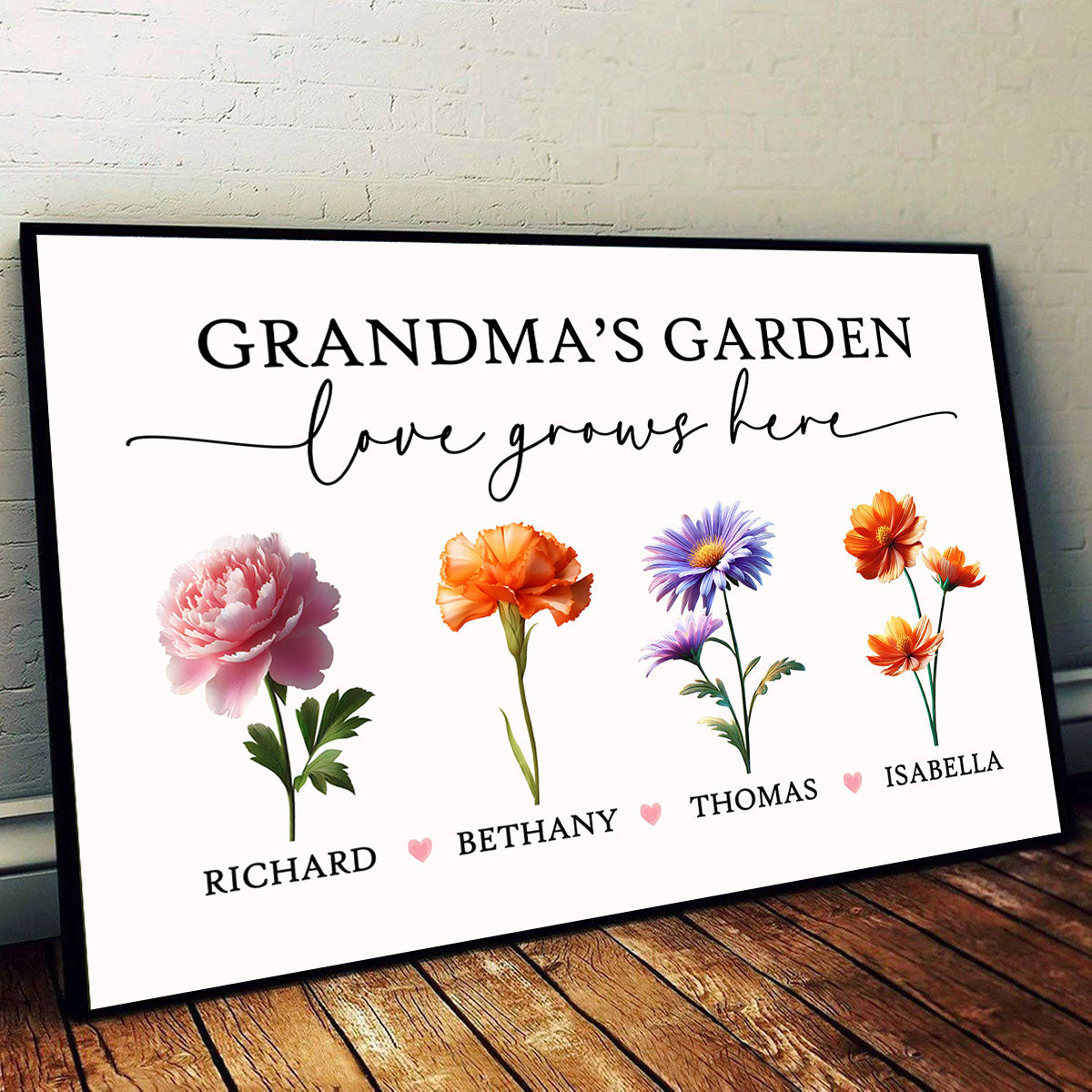 Grandma's Garden Love Grows Here - Personalised Poster - Gift for Grandma