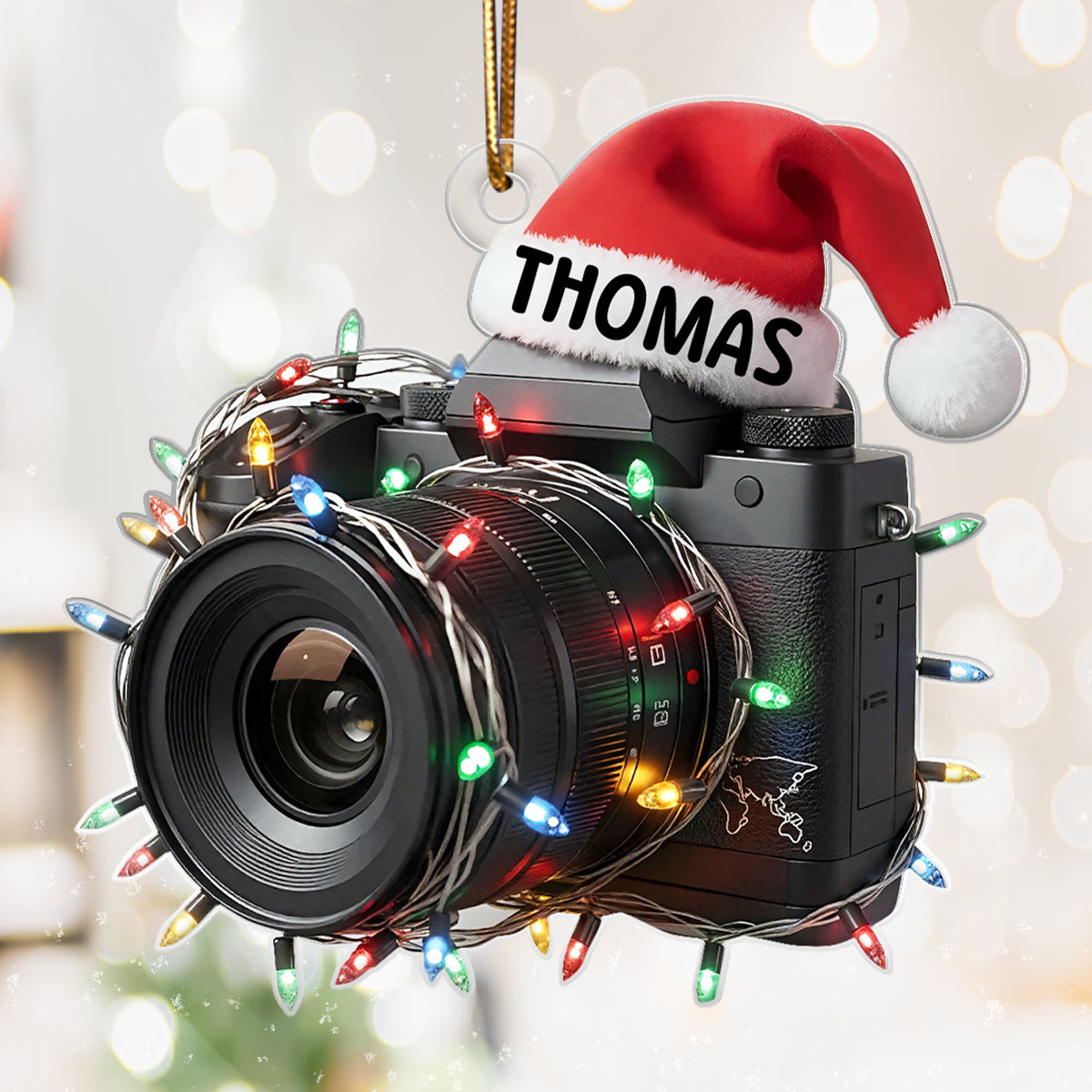 Photographer Camera Custom Name - Personalized Acrylic Ornament - Christmas Gift for Photo Lovers