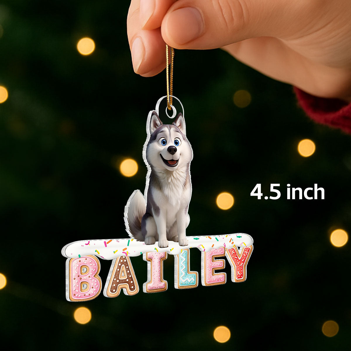 Custom Dog Name Gingerbread Pattern Alphabet - Personalized Acrylic Ornament - Unique Christmas Gift For Dog Lovers