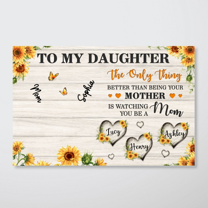 Sunflower To My Daughter Mom And Daughter Holding Hands Custom Kids Names - Personalized Poster - Mother's Day Gift For Daughter