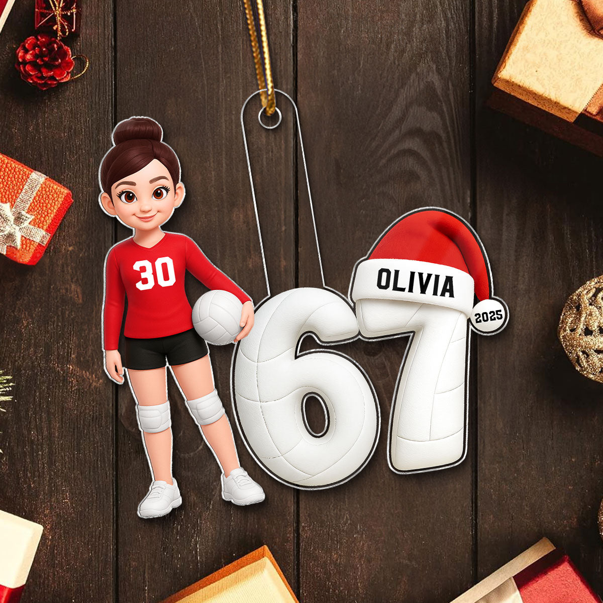 3D Effect 67 Six Seven Custom Sport 2025 Slang Christmas - Personalized Acrylic Ornament - Funny Christmas Gift For Teen, Grandkid, Gen Alpha