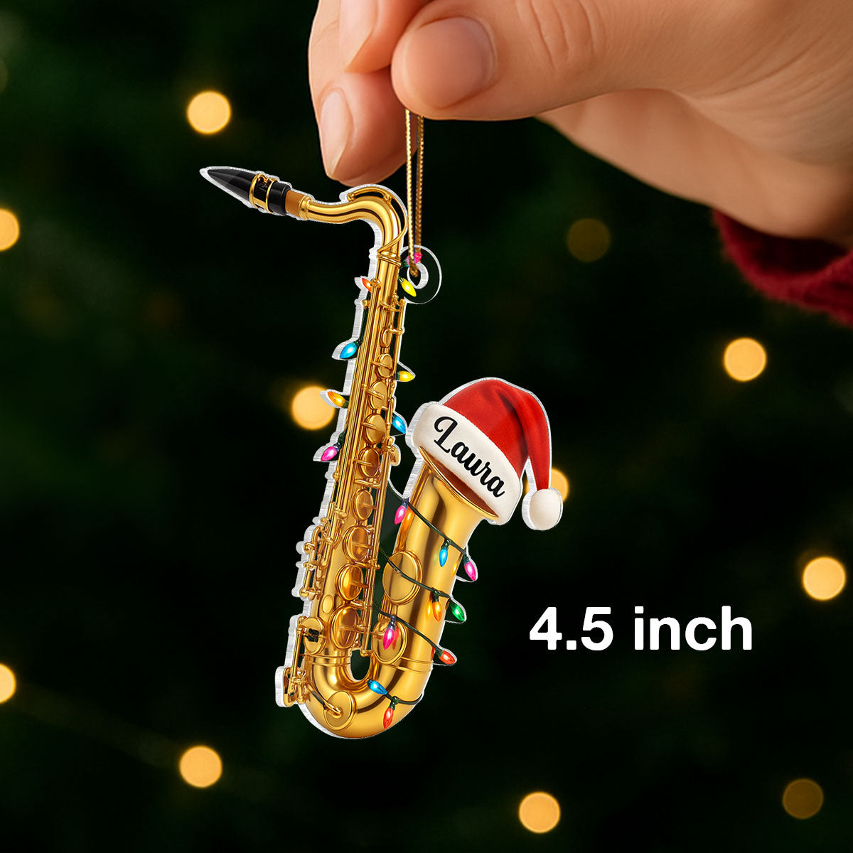 Musical Saxophone - Personalized Acrylic Ornament - Unique Musical Holiday Gift
