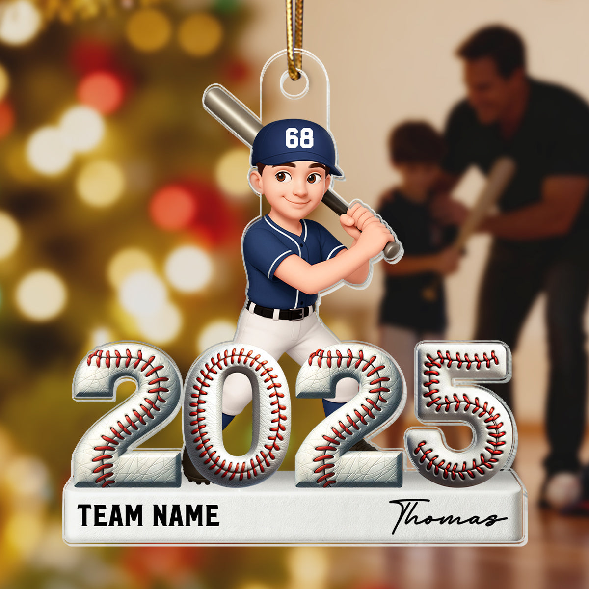 Proud Baseball Player With Year 3D Effect - Personalized Acrylic Ornament - Gift For Teenage, Kids