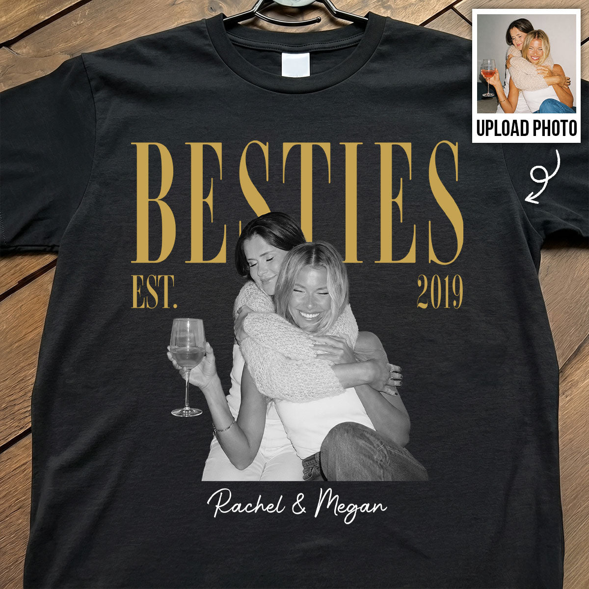 Vintage Retro Besties Best Friends Upload Photo - Personalized Shirt - Birthday Gift For Best Friends, Matching Friends Group T-shirt
