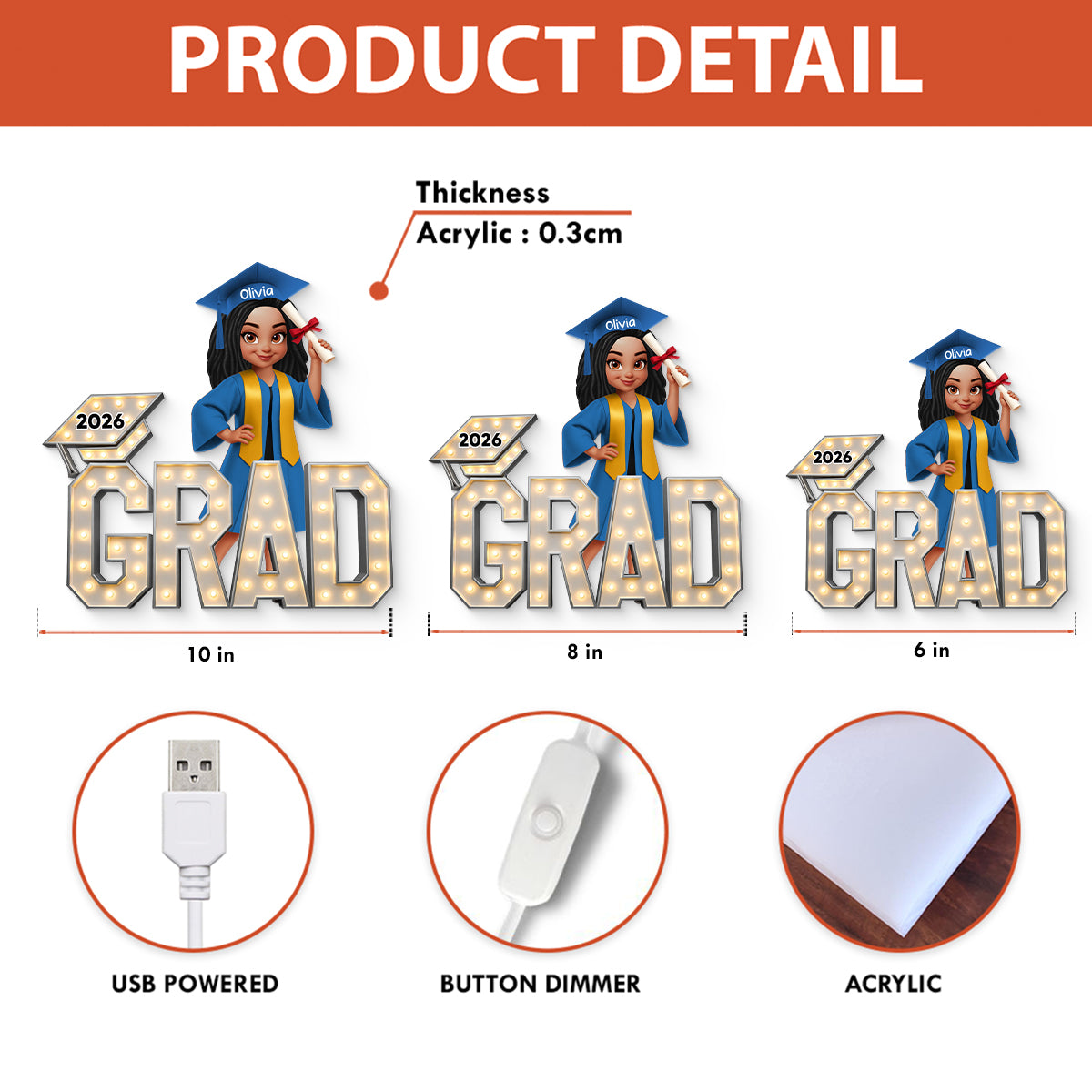 Senior Grad Marquee Pattern - Personalized Light Box - Sentimental Gift for Seniors, Daughter, Son, Grandkids