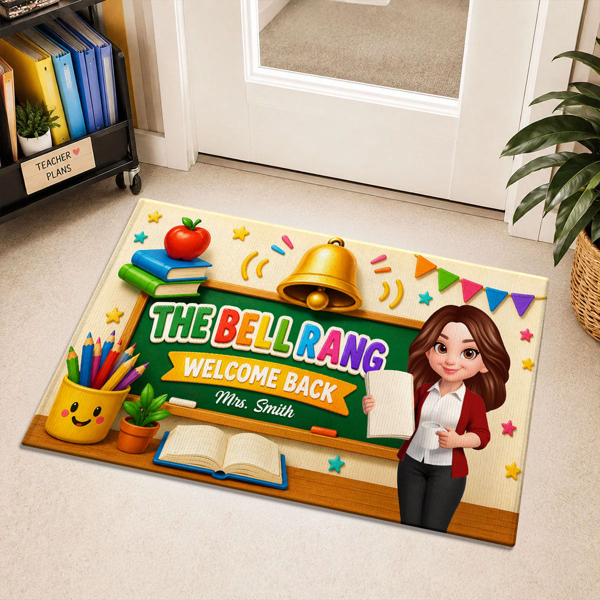 The Bell Rang Welcome Back To Class - Personalized Doormat - Back To School Gift For Teachers, Classroom Decors