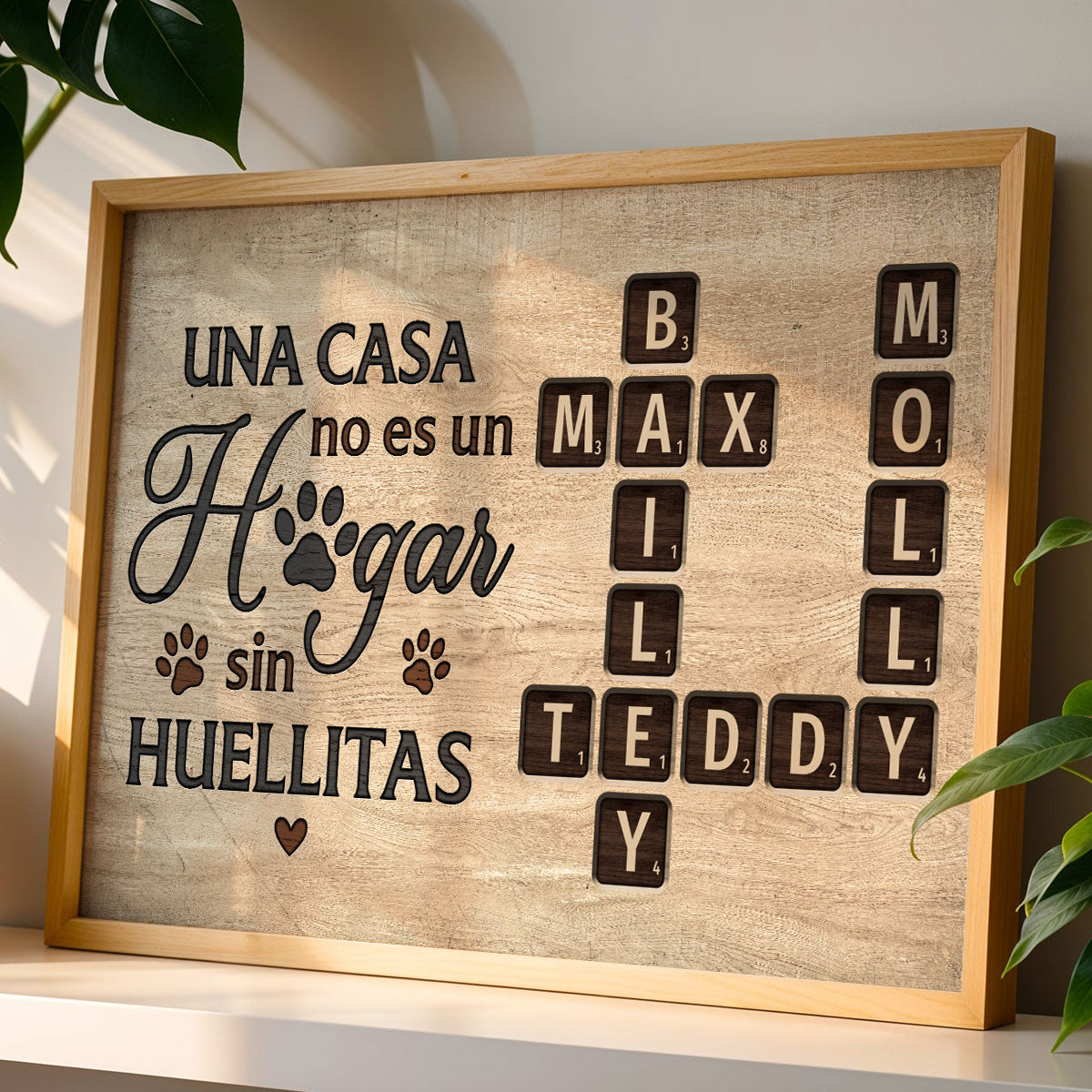 Una Casa No Es Un Hogar Sin Huellitas Crossword Puzzle Art - Personalized Poster - Spanish Version Home Decor For Pet Lovers