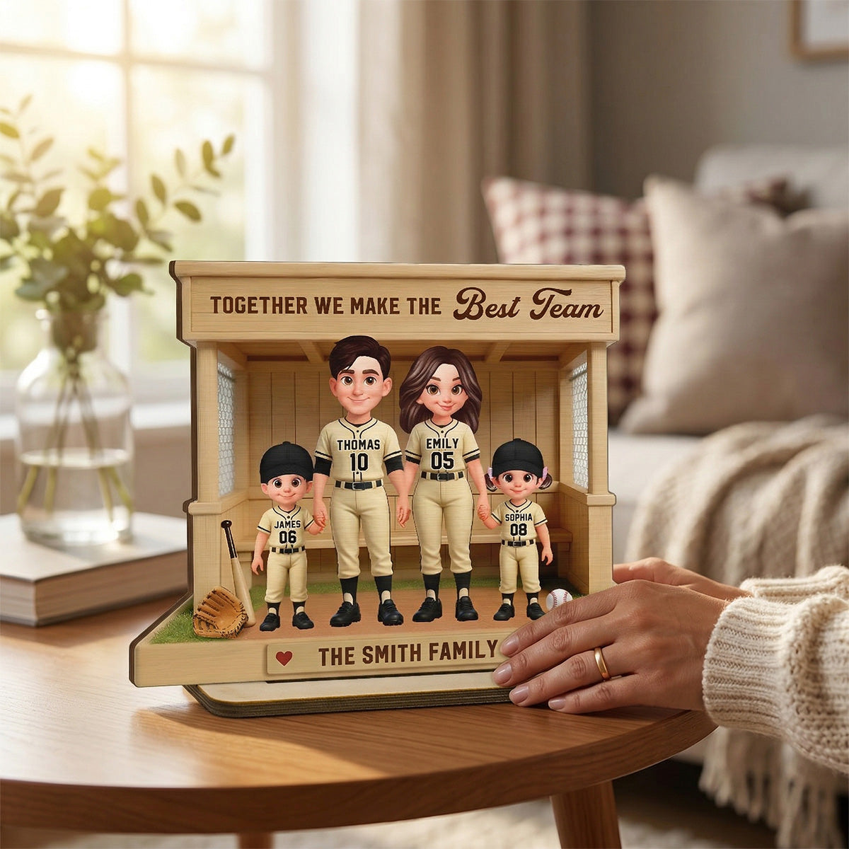 Baseball Family Dream Team Baseball Dugout - Personalized 2-Layered Wooden Plaque - Unique Gift For Baseball Mom, Dad