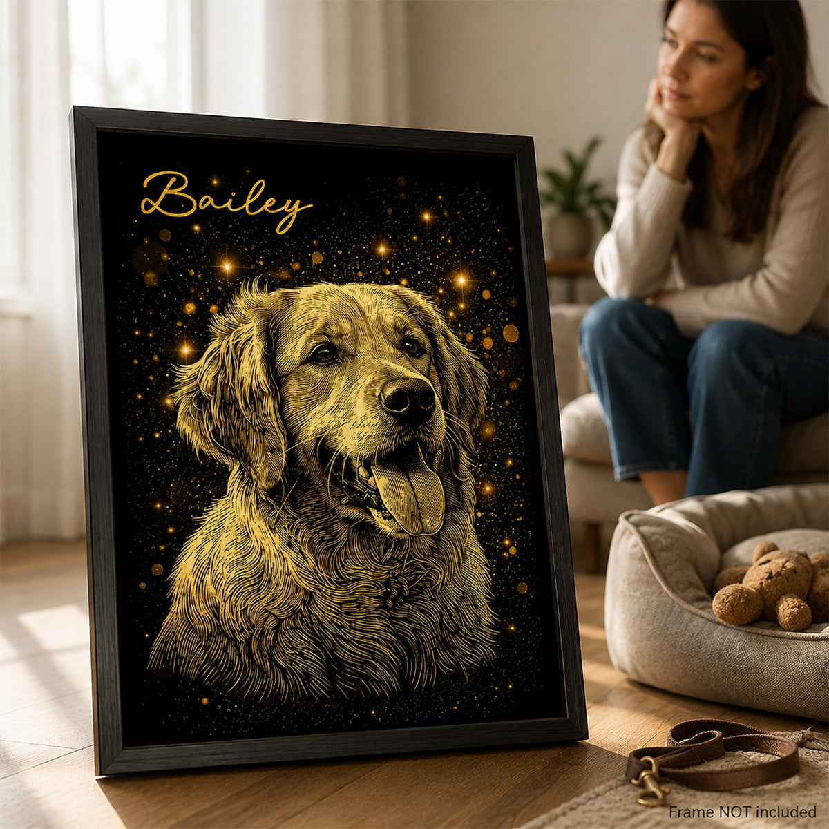 Golden Pet Memorial - Personalized Poster - Pet Loss Tribute Thoughtful Memorial from Photo