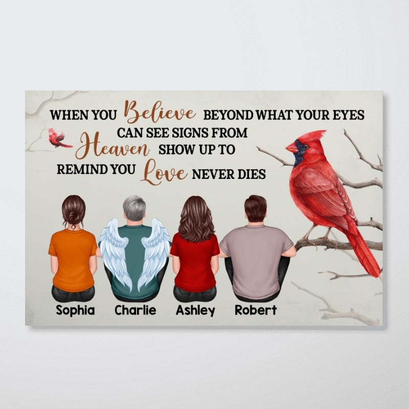When You Believe Beyond Cardinal Memorial Gift For Mom Family Personalized Horizontal Poster