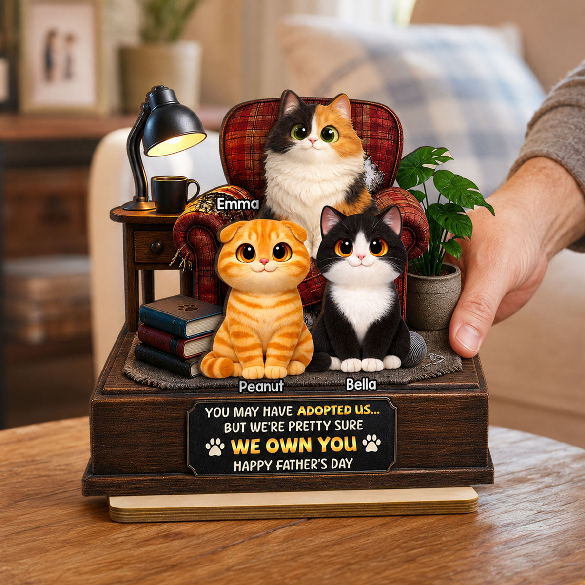 Pretty Sure We Own You - Personalized 2-Layered Wooden Plaque - Funny  Gift for Cat Dad