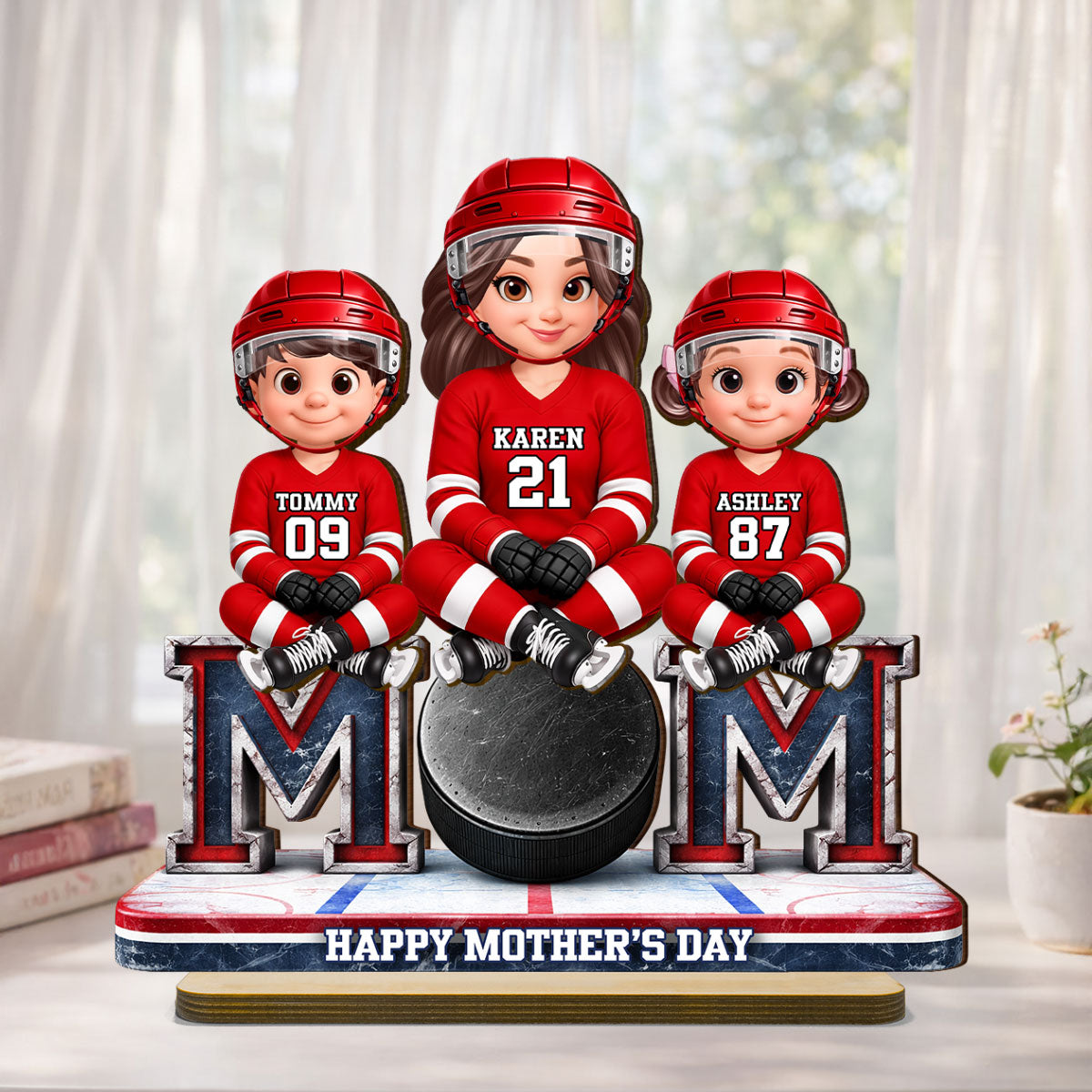 Best Hockey Mom Ever - Personalized 2-Layered Wooden Plaque - Mother's Day Gift For Hockey Mom