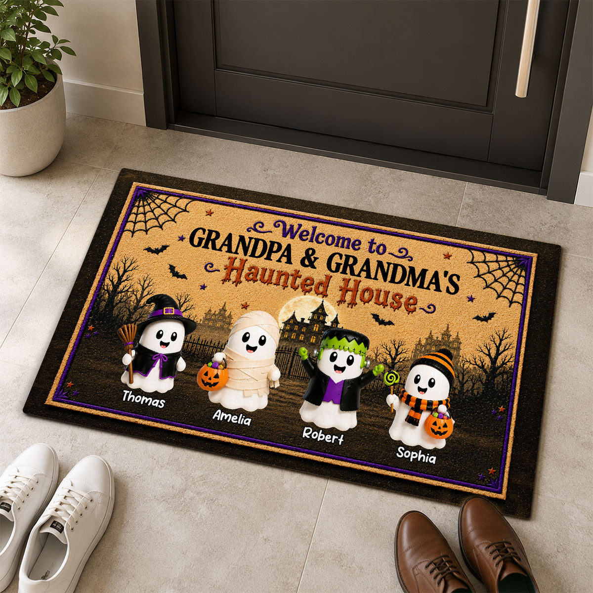 On-trend Spooky Halloween Grandparents House - Personalized Doormat - Halloween Gift For Grandma, Grandpa