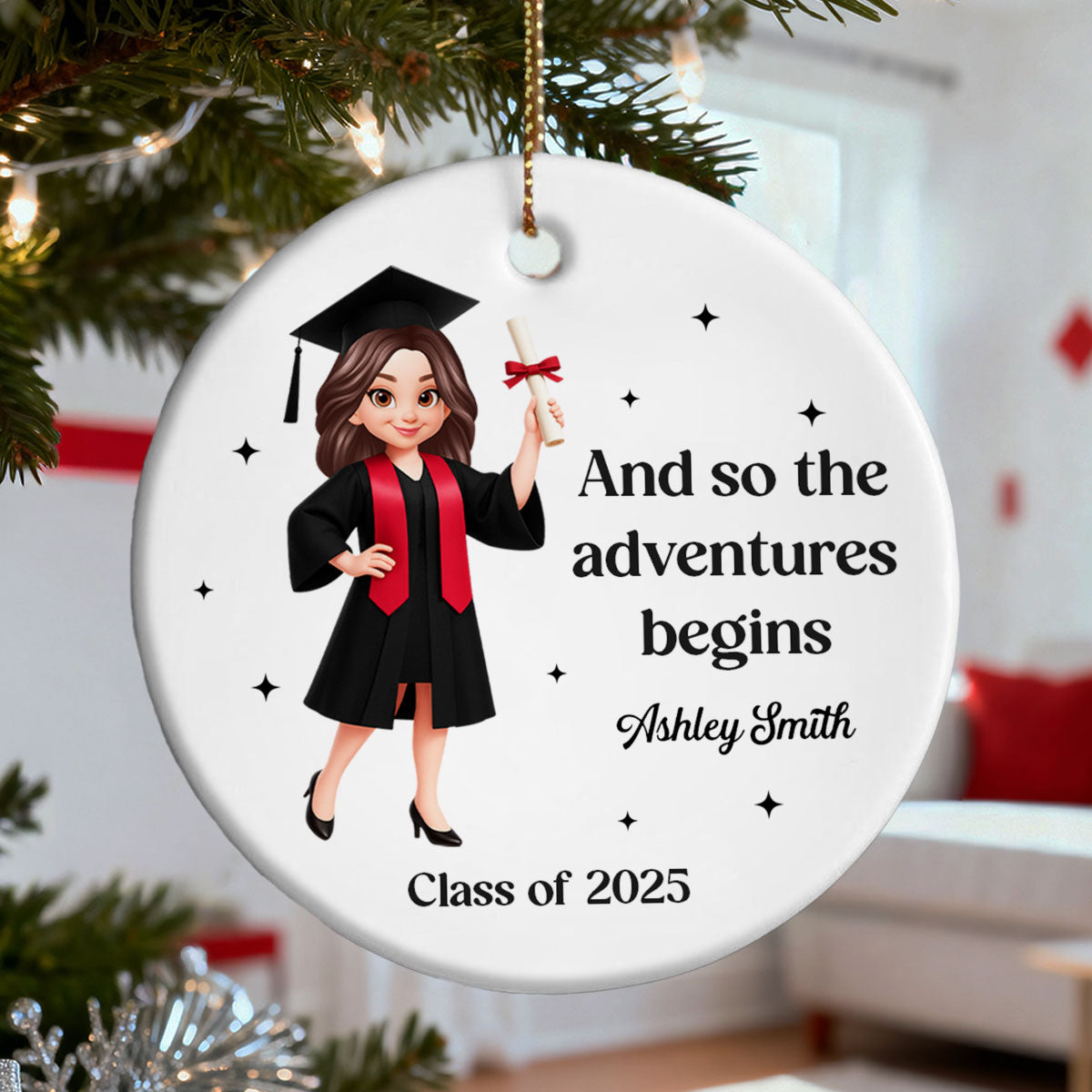 And So The Adventure Begins Class Of 2025 2026 Senior - Personalized Ceramic Ornament - Gift For Graduates, Daughter, Son