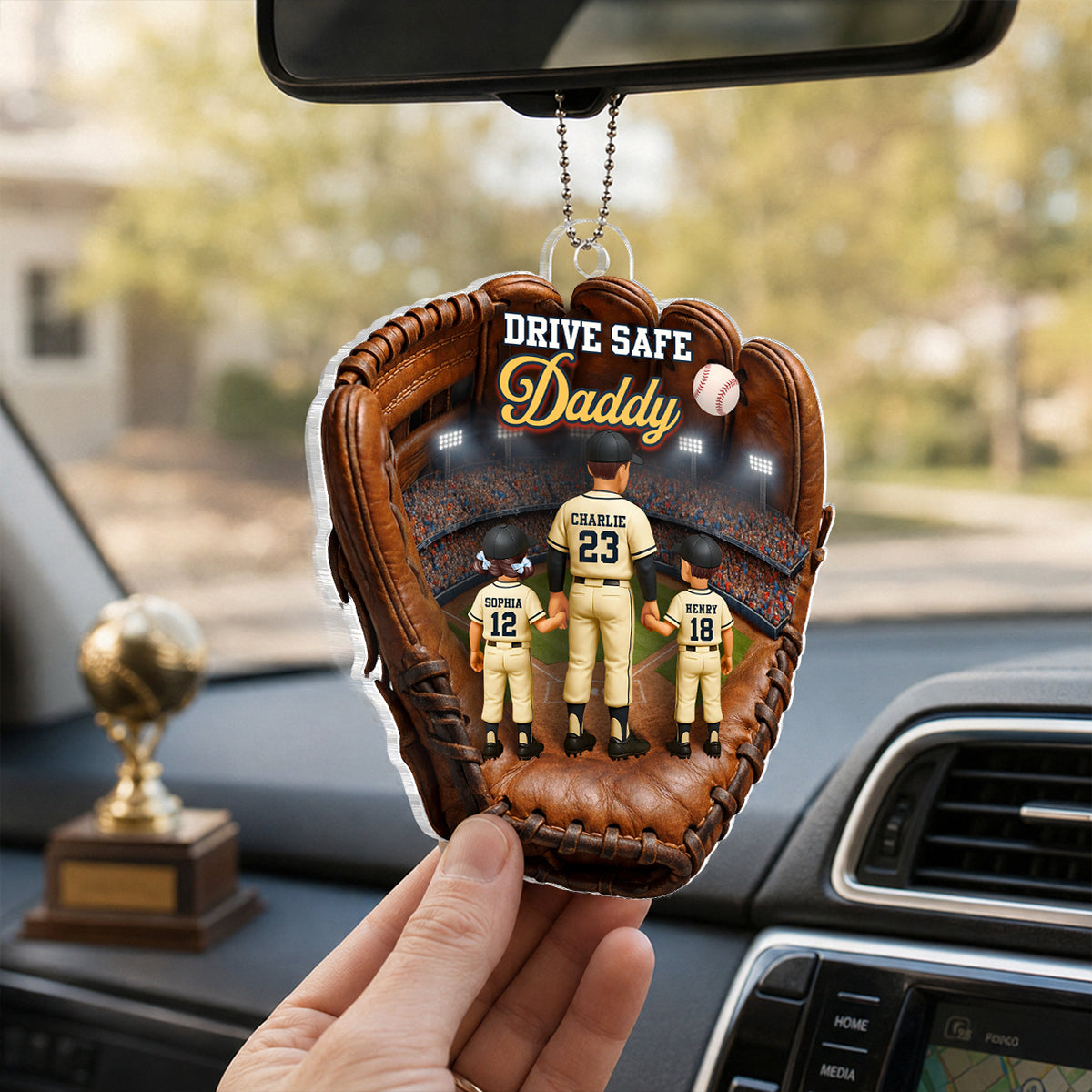 Drive Safe Daddy Baseball - Personalized Car Hanger - Father's Day Gift For Dad, Husband