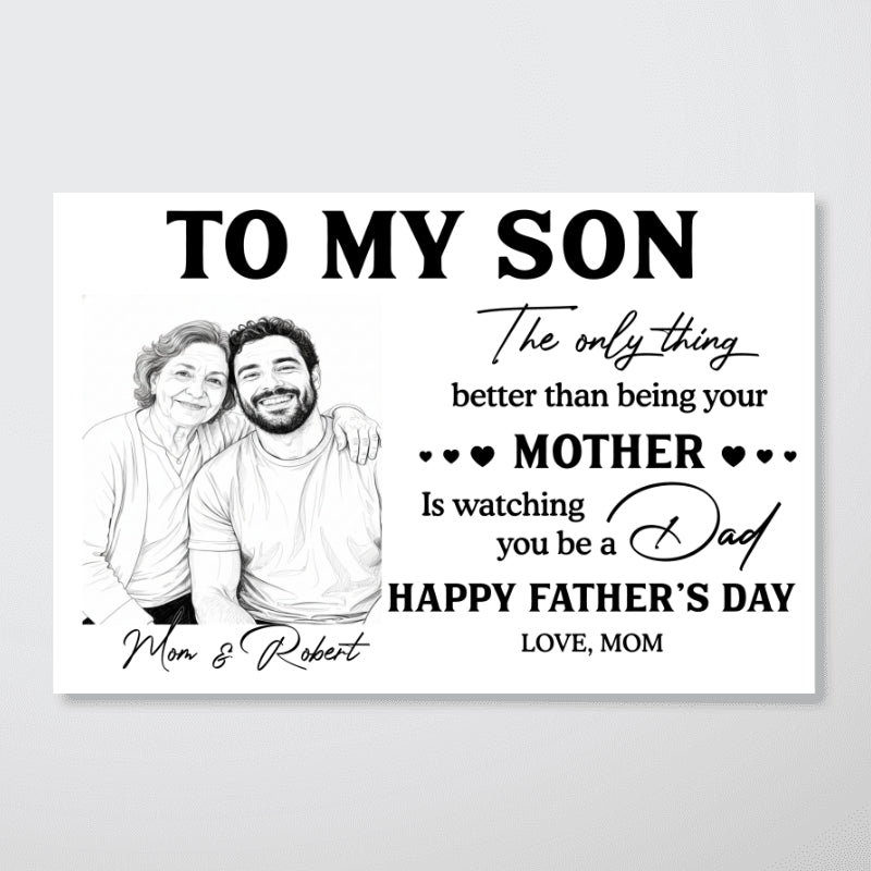 Pencil Sketch Art Style To My Son From Mom - Personalized Poster - Father's Day Gift For Son