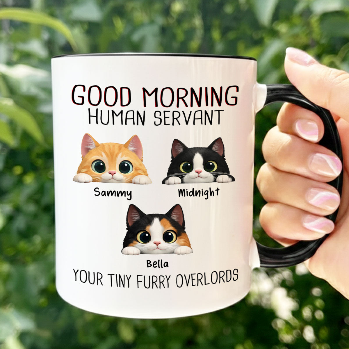 Good Morning Human Servant - Personalized Mug - Funny Gift for Cat Moms, Cat Dads