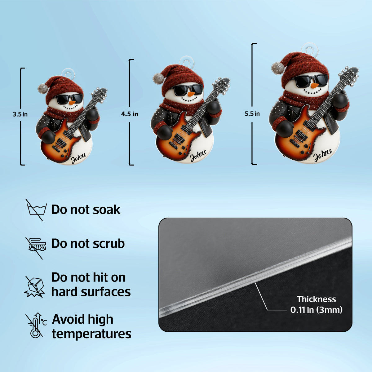 Life Sounds Better With Guitars – Personalized Acrylic Ornament – Meaningful Gift for Guitarists