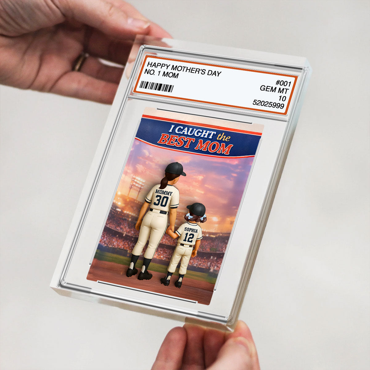 Baseball We Caught the Best Mom Custom Trading Card - Personalized Acrylic Block Plaque - Heartfelt Gift for Mom