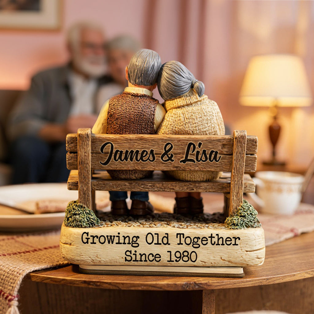 Growing Old Together Couple  - Personalized Standing Wooden Plaque - Gift for Couple