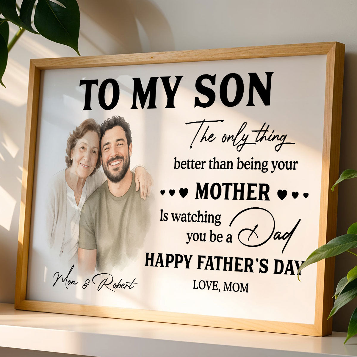 Watercolor Style To My Son From Mom - Personalized Poster - Father's Day Gift For Son