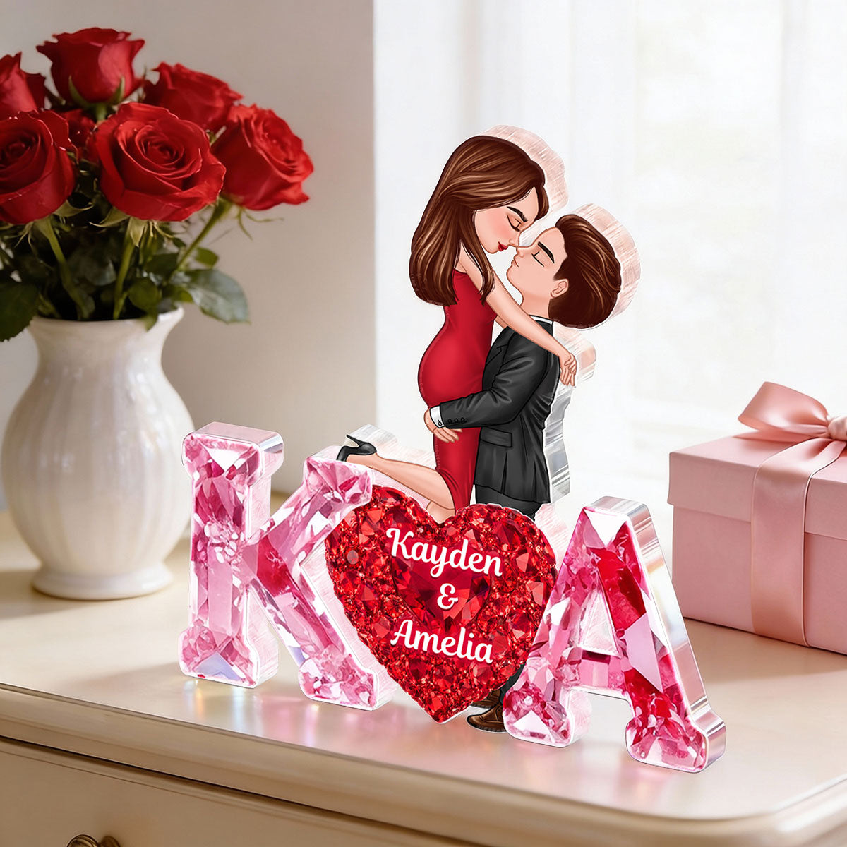 Loving Couple Initial - Personalized Acrylic Block Plaque - One of a Kind Gift for Her, Gift for Him