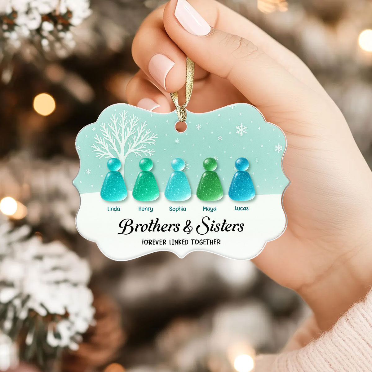 The Greatest Gift Was Brothers Sisters - Personalized Acrylic Ornament - Christmas Gift for Siblings