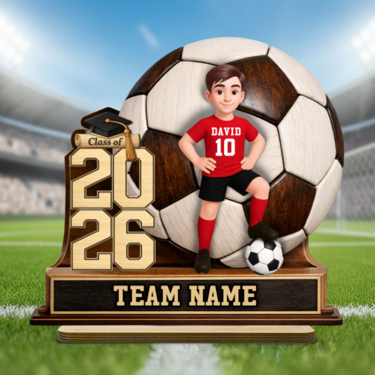 Soccer Senior Keepsake 2D Flat - Personalized 2-Layered Wooden Plaque - Graduation Gift For Son, Daughter
