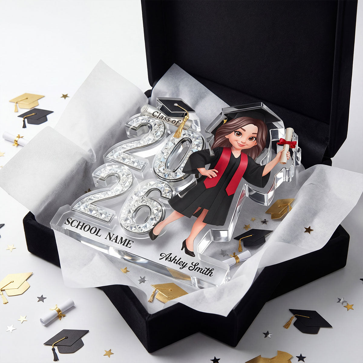 Shiny Effect Class Of 2026 2027 Senior 2D Flat - Personalized Acrylic Block Plaque - Graduation Gift For Graduates, Daughter, Son