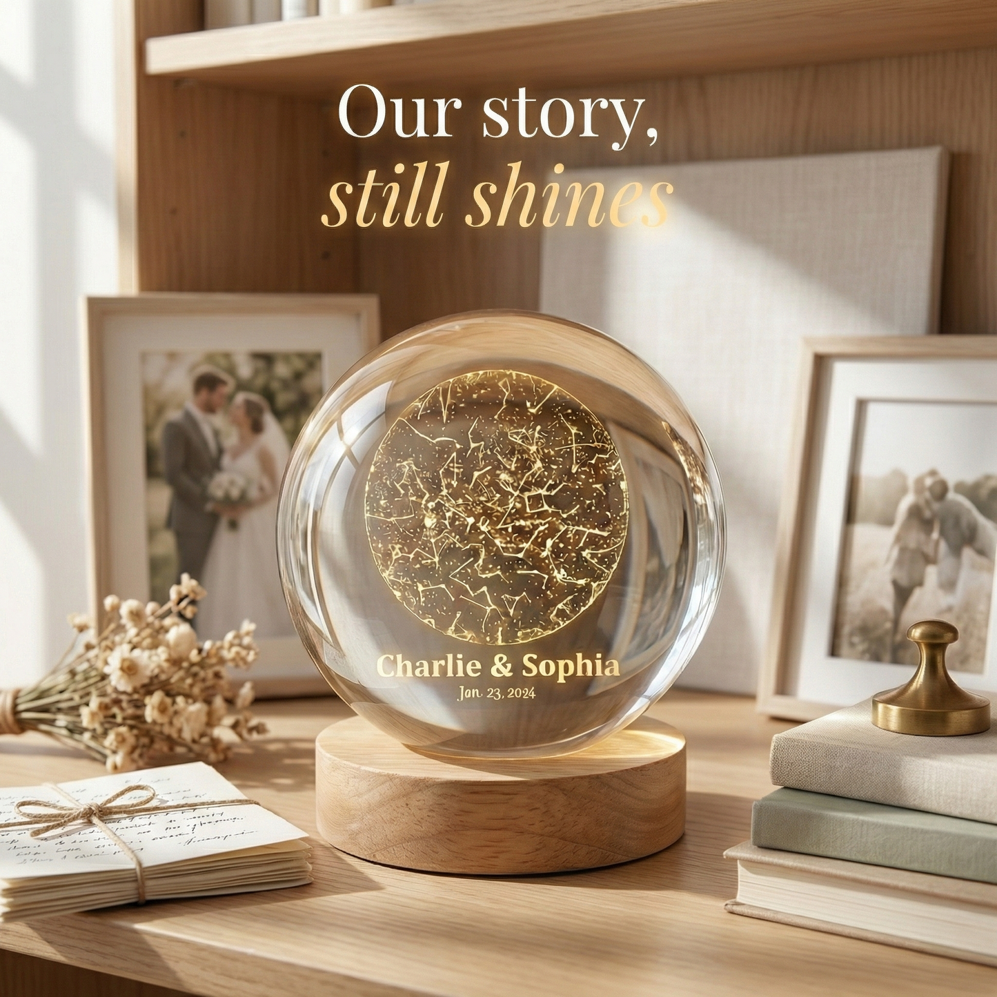 The Night We Met Star Map - Personalized Crystal Ball Night Light - Gift for Couple