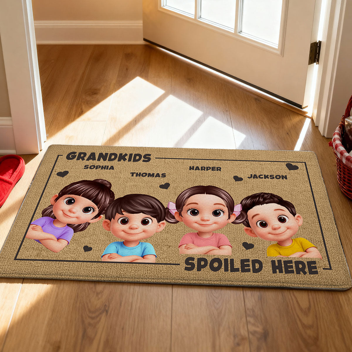 Grandkids Spoiled Here - Personalized Doormat - Mother's Day Gift For Grandma, Gift For Grandparents