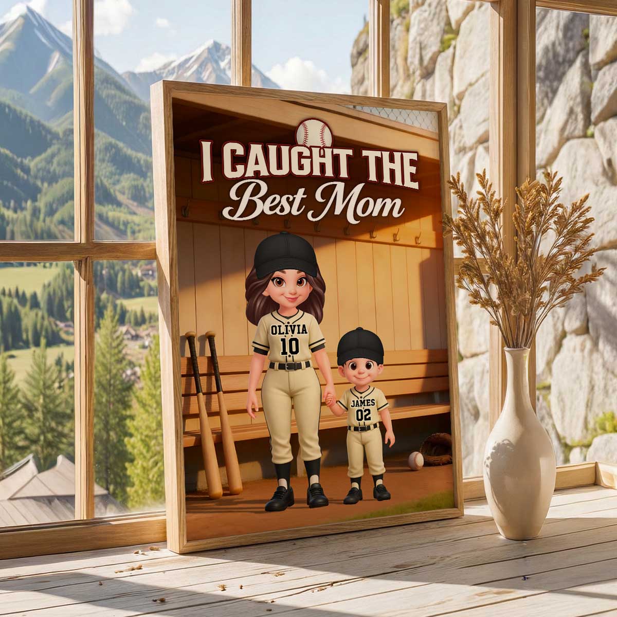 We Caught The Best Mom Baseball Dugout Mom And Kids - Personalized Poster - Mother's Day Gift For Baseball Mom
