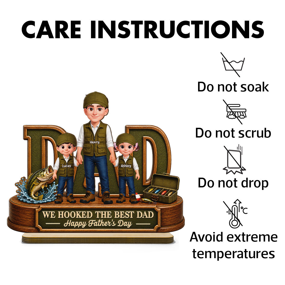 We Hooked The Best Dad Fishing Dad - Personalized 2-Layered Wooden Plaque -  Gift For Fishing Dad, Fishing Lovers